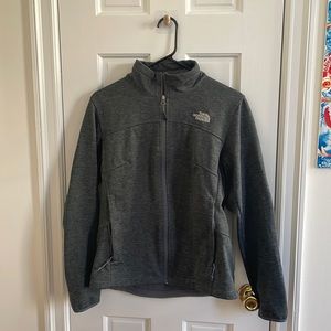 North Face Polyester Teal Zip Up Jacket - Dark Gray - M